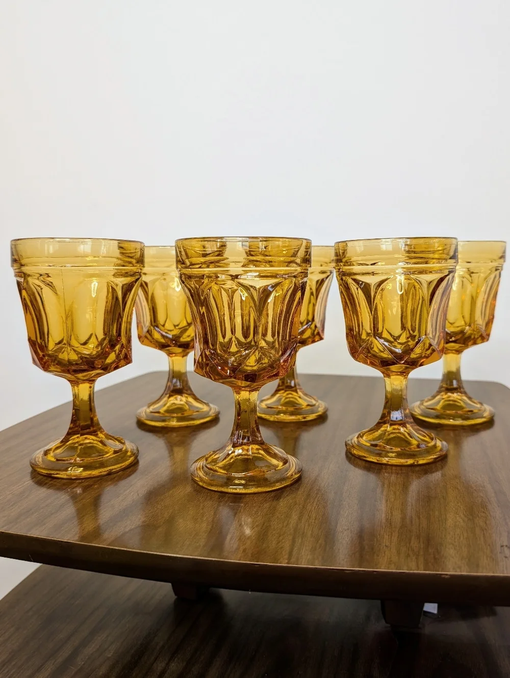 70s Honey Amber Fairfield Pattern By Anchor Hocking On The Rocks Goblet Set Of 6
